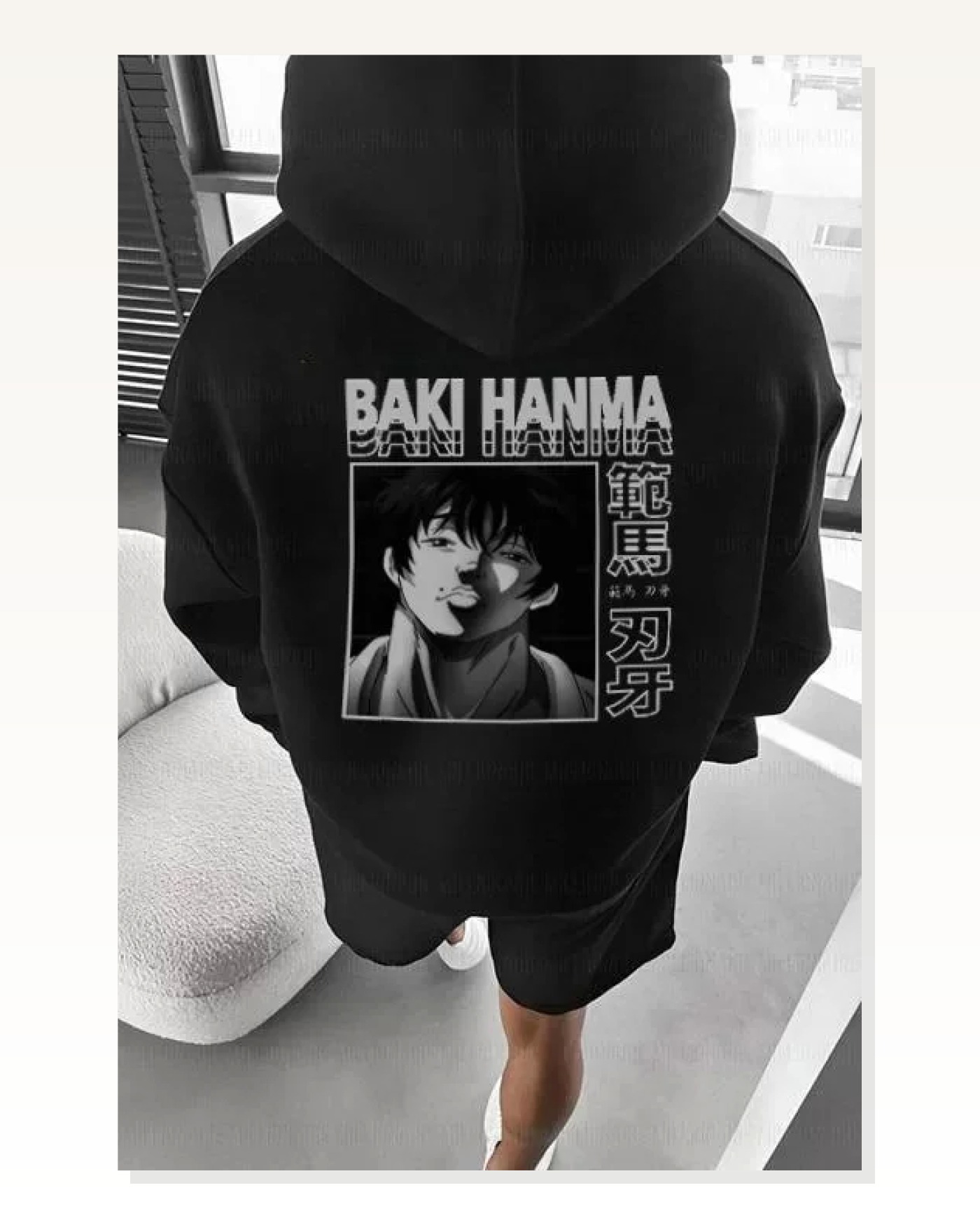 Grafik Baskılı Erkek Günlük Stil Siyah Kordon İpli Kapüşonlu Sweatshirt Marketplace blank