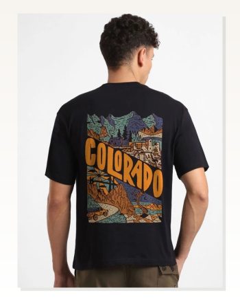 Erkek Baskılı Günlük Stil Siyah Oversize Tişört