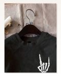 Erkek Baskılı Günlük Stil Siyah Oversize Tişört