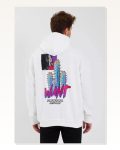 Modern Sanat Baskılı Erkek Beyaz Üç İplik Kapüşonlu Sweatshirt Marketplace