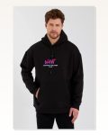 Erkek Modern Sanat Baskılı Siyah Üç İplik Kapüşonlu Sweatshirt
