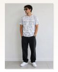 Erkek Batik Desenli Tişört Bisiklet Yaka Kısa Kol Regular Fit T-shirt Gri