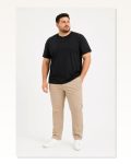 Erkek Battal Big Size Basic Tişört Bisiklet Yaka Rahat Kalıp T-shirt Siyah