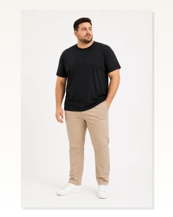 Erkek Battal Big Size Basic Tişört Bisiklet Yaka Rahat Kalıp T-shirt Siyah