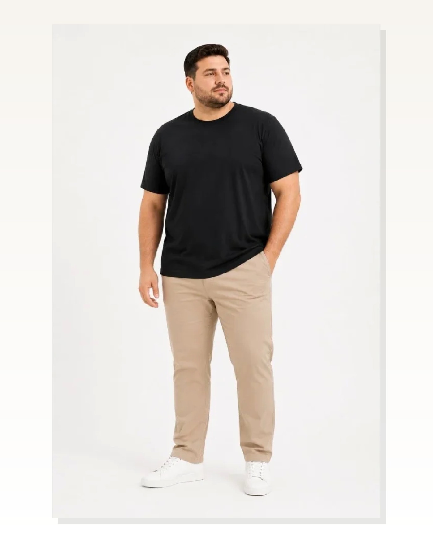 Erkek Battal Big Size Basic Tişört Bisiklet Yaka Rahat Kalıp T-Shirt - Siyah Marketplace blank