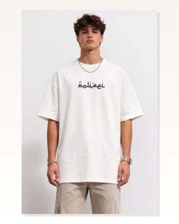 Erkek Baskılı Beyaz Bisiklet Yaka Kısa Kollu Streetwear Günlük Basic Pamuklu Tişört
