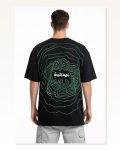 Baskılı Erkek Siyah Bisiklet Yaka Kısa Kollu Streetwear Günlük Basic Pamuklu Tişört Marketplace