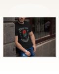 İllüstrasyon Baskılı Unisex Siyah Retro Bol Kesim Tişört