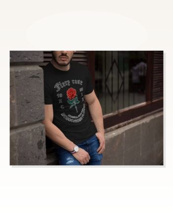 İllüstrasyon Baskılı Unisex Siyah Retro Bol Kesim Tişört