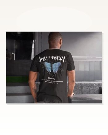 Erkek Sırt Baskılı Günlük Stil Beyaz Minimal Rahat Kalıp Tişört
