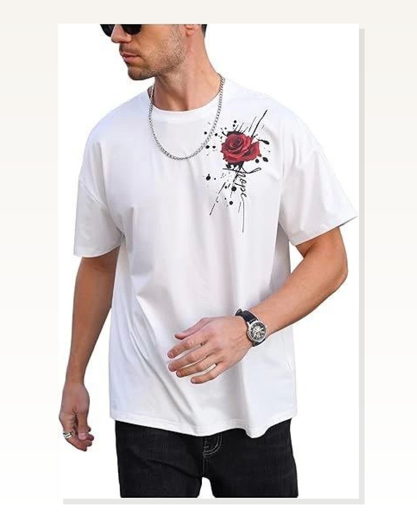 Baskılı Erkek Günlük Stil Beyaz Bisiklet Yaka Kısa Kol Tişört Marketplace blank