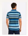 Erkek Çizgili Polo Yaka Tişört Kısa Kol Yazlık T-shirt Regular Fit Mavi