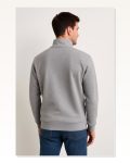 Şardonlu Erkek Sıcak Tutan Gri Dik Yaka Dik Yaka Yarım Fermuarlı 3 İplik Pamuk Kumaş Sweatshirt Marketplace