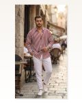 Erkek Dikey Çizgili Yarım Oversize Gömlek