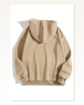 Erkek Basic Dokulu Günlük Stil Krem Bej Kapüşonlu Sweatshirt