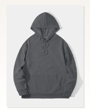 Erkek Basic Dokulu Günlük Stil Füme Rengi Kapüşonlu Sweatshirt