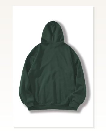 Erkek Basic Dokulu Günlük Stil Koyu Yeşil Kapüşonlu Sweatshirt