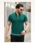 Erkek Fermuarlı Yakalı Kısa Kollu T-shirt