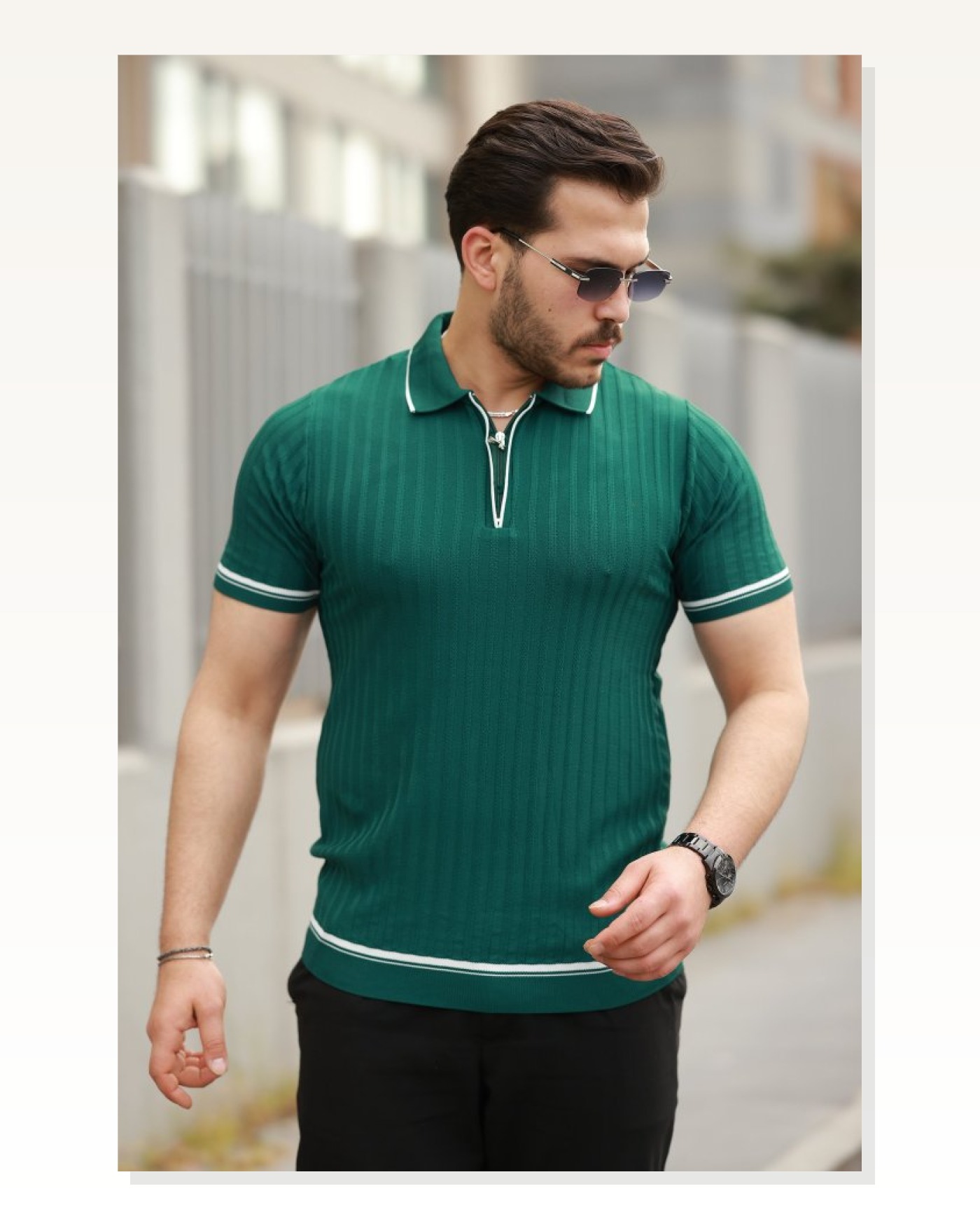 Erkek Fermuarlı Yakalı Kısa Kollu T-shirt Marketplace blank