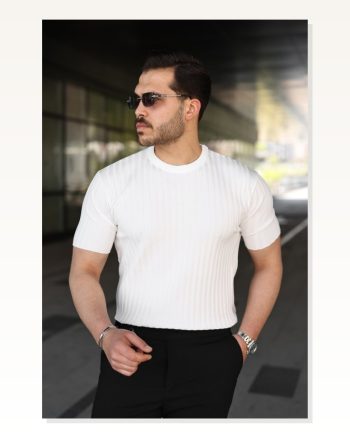 Erkek Fitilli Bisiklet Yaka Kısa Kollu Tişört