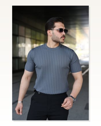 Erkek Fitilli Bisiklet Yaka Kısa Kollu Tişört