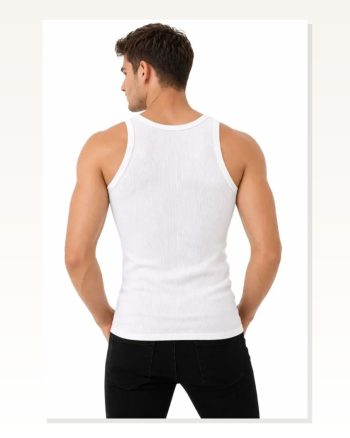Erkek Fitilli Likralı Kaşkorse Atlet Vücuda Oturan Basic Şıklık Beyaz