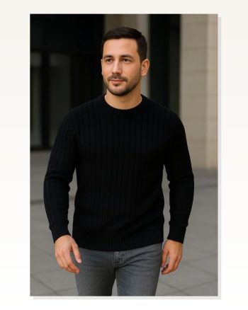 Erkek Fitilli Triko Bisiklet Yaka Kalın Kazak 4Lü Set Beyaz-bebek Mavisi-gri-siyah