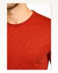 Erkek Flam Kumaş Melanj Dokulu Regular Fit Tişört Bisiklet Yaka Yazlık T-shirt Kiremit