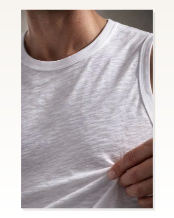 Erkek Beyaz Flamlı Kumaş Sıfır Kolsuz Basic Spor Üst, Günlük ve Fitness Kullanımına Uygun Atlet