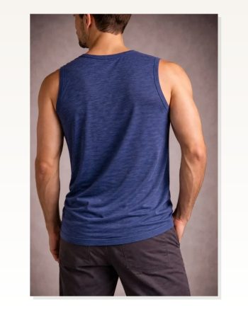 Erkek İndigo Flamlı Kumaş Sıfır Kolsuz Basic Spor Üst, Günlük ve Fitness Kullanımına Uygun Atlet