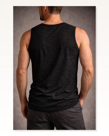 Erkek Siyah Flamlı Kumaş Sıfır Kolsuz Basic Spor Üst, Günlük ve Fitness Kullanımına Uygun Atlet
