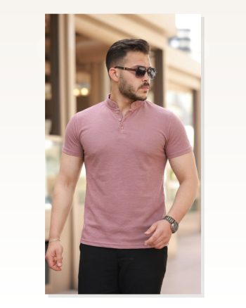 Erkek Hakim Yaka Dokuma Pamuklu Kumaş Kısa Kollu Tişört