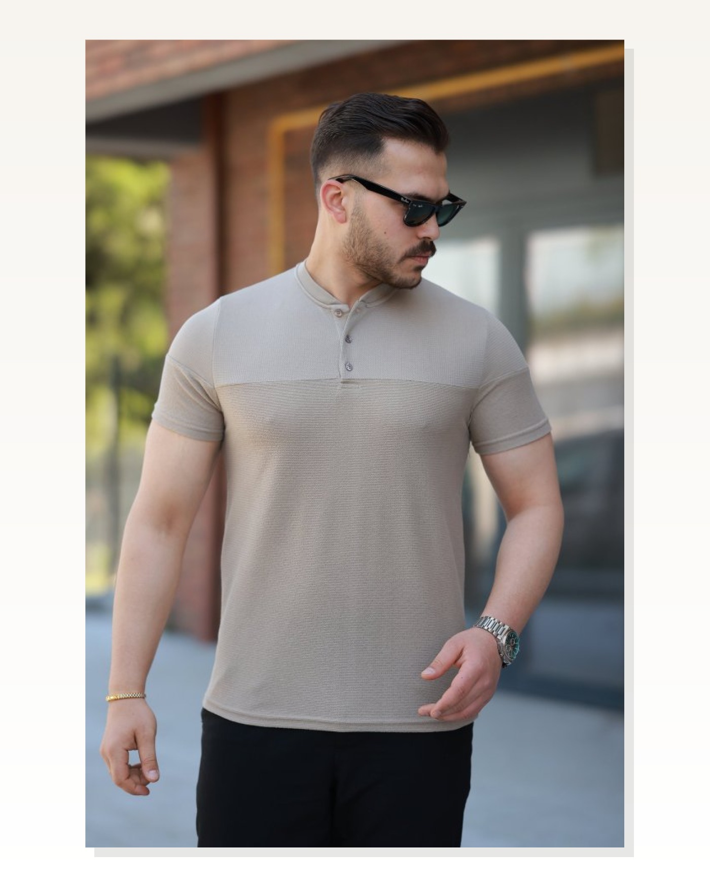 Erkek Hakim Yakalı Kısa Kollu Pamuklu T-shirt Marketplace blank