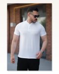 Erkek Hakim Yakalı Kısa Kollu Pamuklu T-shirt