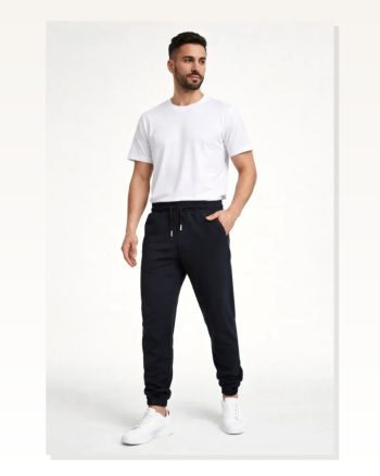 Erkek Siyah Jogger Rahat Kalıp, Cepli, Lastikli Paça, Günlük Spor Pantolon Eşofman Altı