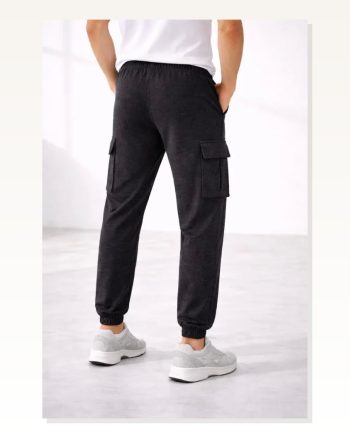 Erkek Füme Jogger Regular Fit Kargo Cepli, Lastikli Paça, Günlük Spor Pantolon Eşofman Altı