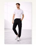 Erkek Siyah Jogger Regular Fit Kargo Cepli, Lastikli Paça, Günlük Spor Pantolon Eşofman Altı