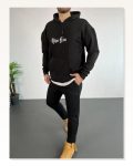 Üç İplik Şardonlu Erkek Siyah – Oversize Hoodie, “Other Lives” Ön – Arka Baskılı, Kanguru Cepli, Kışlık Rahat Günlük Stil Kapüşonlu Sweatshirt Marketplace
