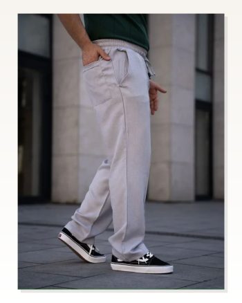 Erkek Keten Cepli Çıma Dikişli Jogger Buggy Pantalon Rahat Kalıp Gri