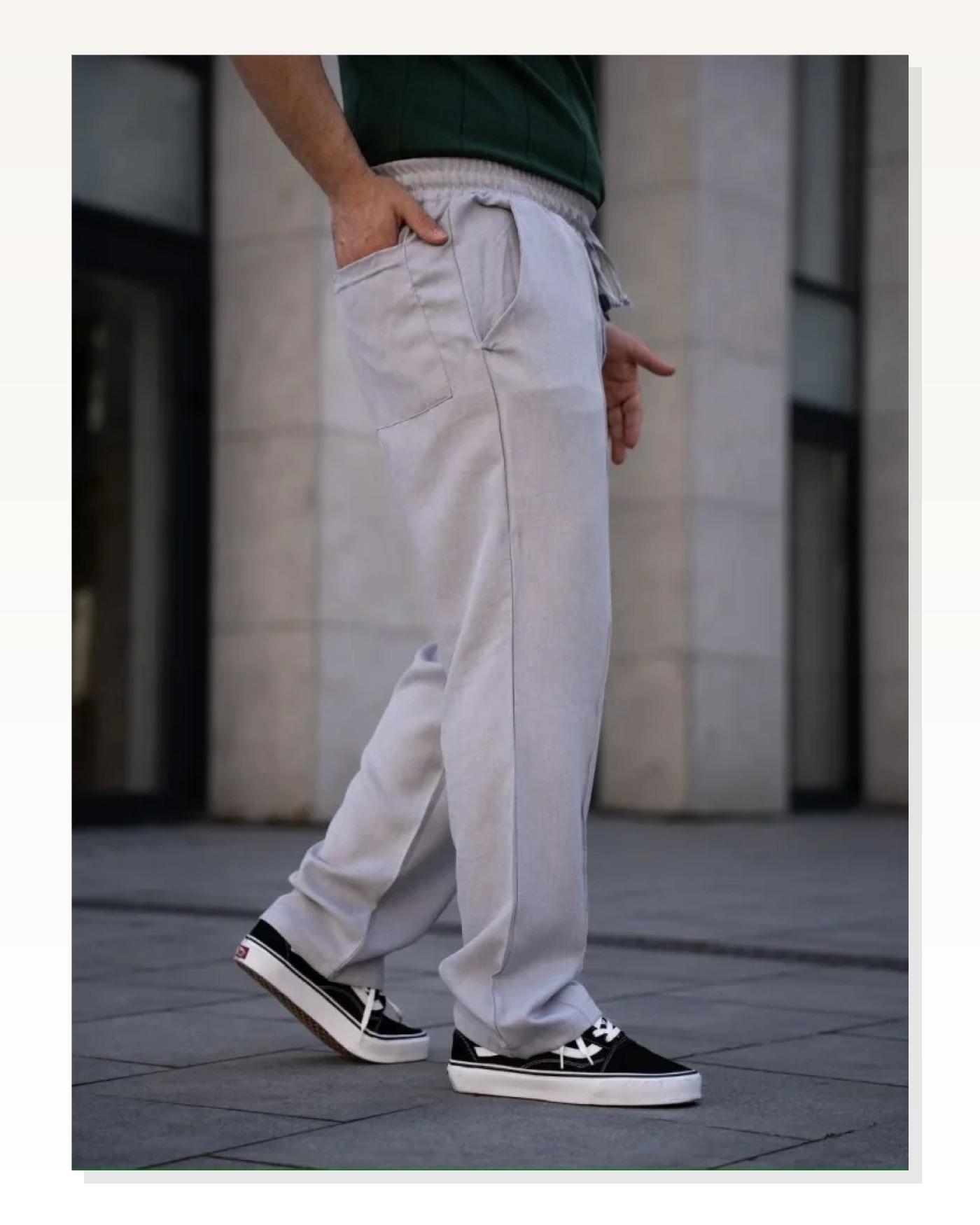 Erkek Keten Cepli Çıma Dikişli Jogger Buggy Pantalon Rahat Kalıp - Gri Marketplace blank