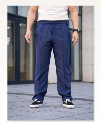 Erkek Keten Cepli Çıma Dikişli Jogger Buggy Pantalon Rahat Kalıp Lacivert