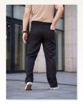Erkek Keten Cepli Çıma Dikişli Jogger Buggy Pantalon Rahat Kalıp Siyah