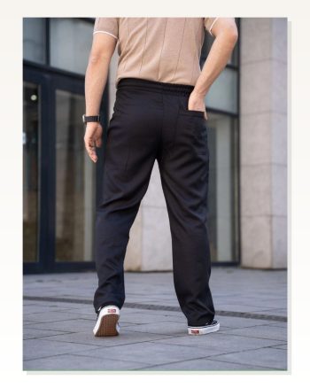 Erkek Keten Cepli Çıma Dikişli Jogger Buggy Pantalon Rahat Kalıp Siyah