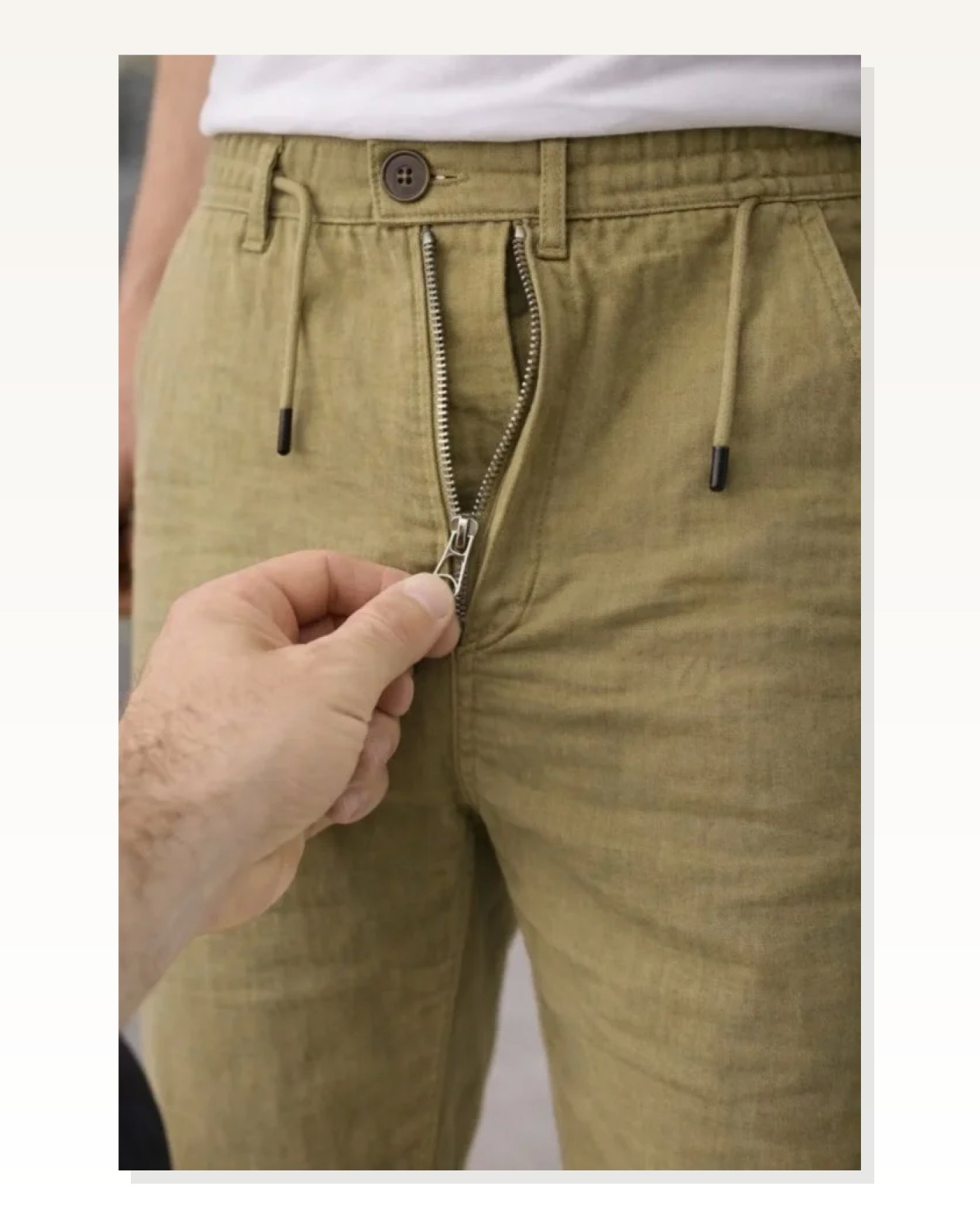 Erkek Keten Cepli Pantolon Lastikli Bel Bağcıklı Önden Fermuarlı - Mint Yeşili Marketplace blank