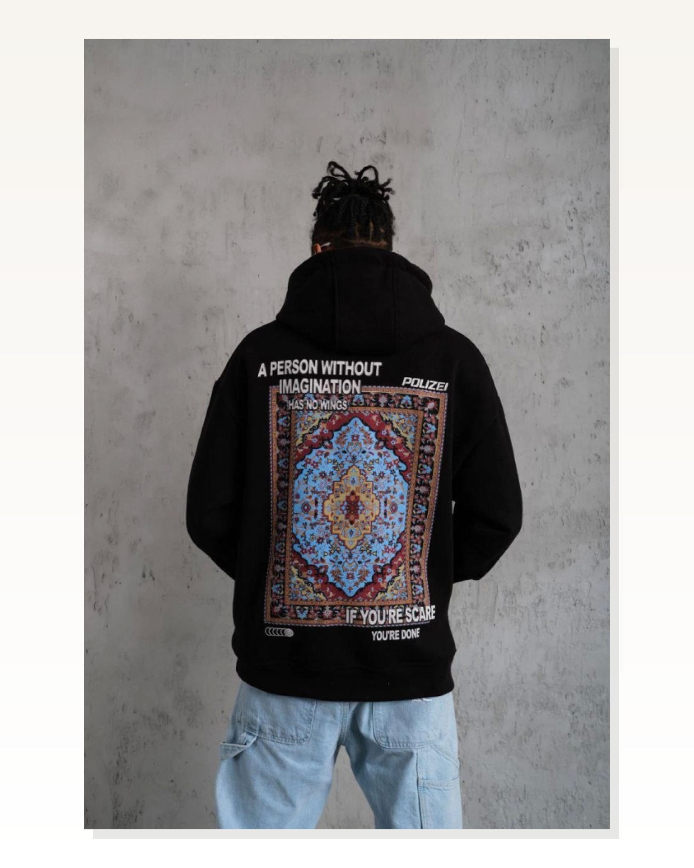 Erkek Sokak Stili Siyah Kilim Desen Kapüşonlu Marketplace blank