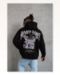 Erkek Baskılı Günlük Stil Siyah Kordon İpli Kapüşonlu Sweatshirt