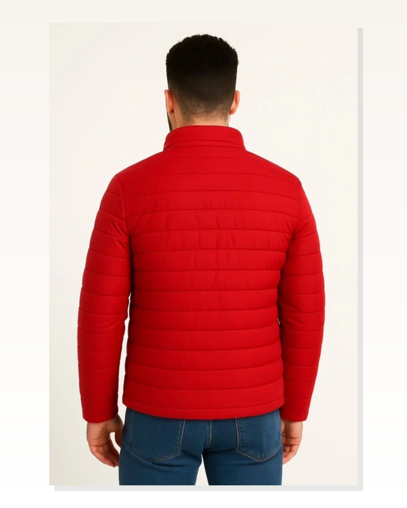 Baskılı Erkek Modern Stil Kırmızı Mikro Su İtici Kapitone Astarlı Fermuarlı Bomber Mont Marketplace blank