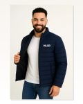 Baskılı Erkek Modern Stil Lacivert Mikro Su İtici Kapitone Astarlı Fermuarlı Bomber Mont Marketplace