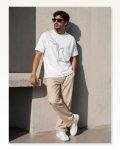Erkek Minimal Kedi Çizim Baskılı Tişört Kısa Kol Yazlık T-Shirt – Beyaz Marketplace