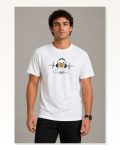 Erkek Müzik Temalı Baskılı Tişört Bisiklet Yaka Kısa Kol T-Shirt – Beyaz Marketplace